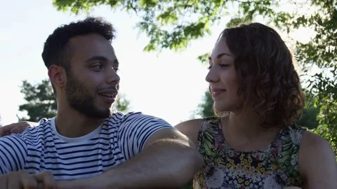 Genuine Young Millennials On A Date In The Park Slow Motion Stock Footage 82605672