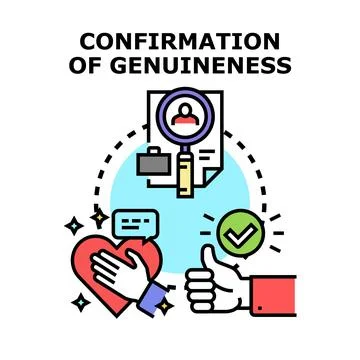Genuineness confirmation checking approval vector concept Stock Illustration