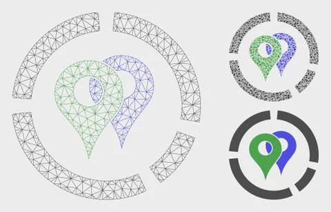 Geo Diagram Vector Mesh 2D Model and Triangle Mosaic Icon 스톡 일러스트