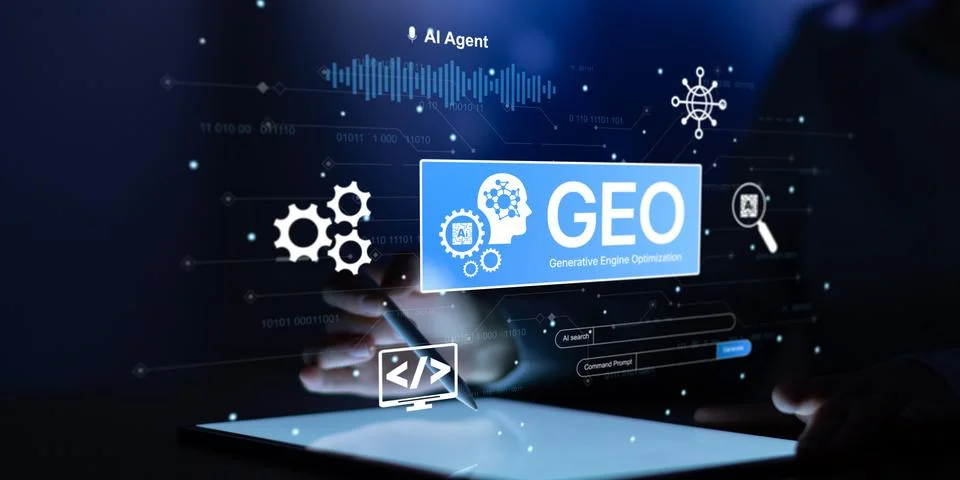 GEO Generative Engine Optimization for Artificial Intelligence System and A.. Foto stock