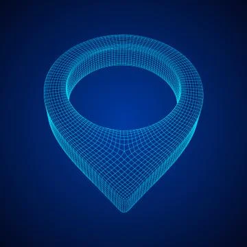 Geo map pin wireframe mesh 스톡 일러스트