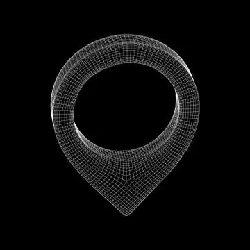Geo map pin wireframe mesh Stock Illustration