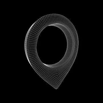 Geo map pin wireframe mesh Stock Illustration