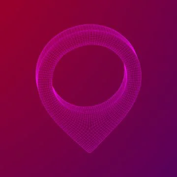 Geo map pin wireframe mesh Иллюстрация