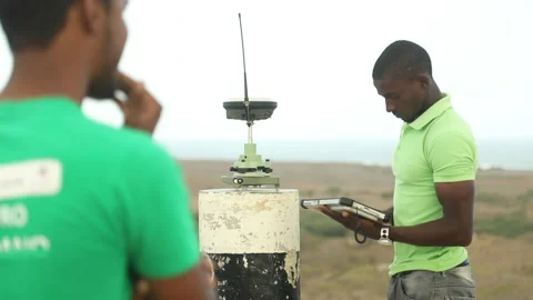 Geo-mapping survey team working in Cape Verde, Africa Stock Footage 140152612