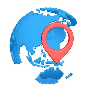 Geo mark pointer on planet earth. Navigation concept Illustrazione stock