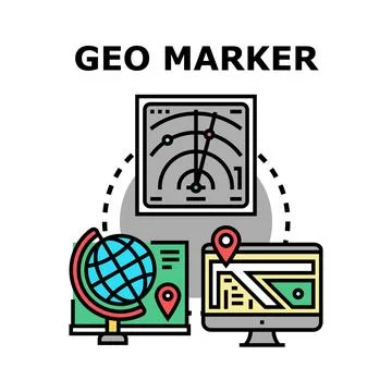 Geo marker displaying global positioning mapping navigation Stock Illustration