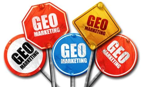 Geo marketing, 3D rendering, rough street sign collection Stock-Illustration