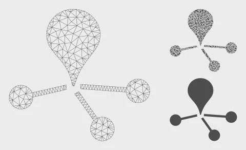 Geo Network Vector Mesh Network Model and Triangle Mosaic Icon Stock Illustration