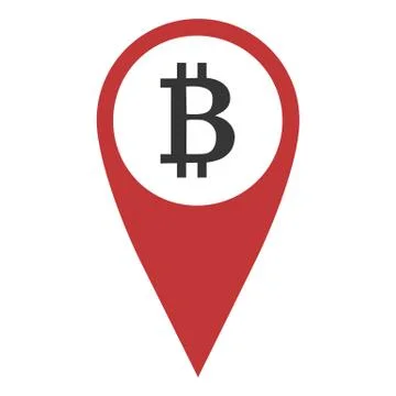 Geo pin with bitcoin Stock Illustration