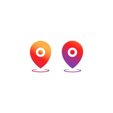 Geo pin, location icon in different colors or geolocation, gps, map pointer i Stock Illustration