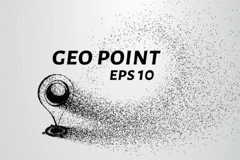 Geo point of the particles. Geo mark consists of circles and points. Stock Illustration