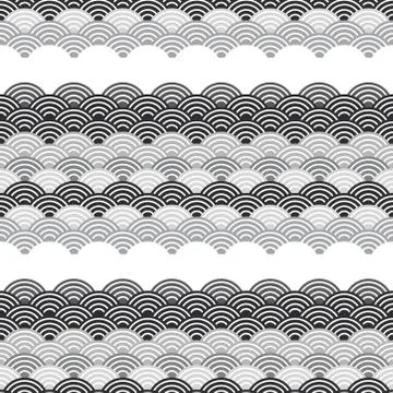 Geo seamless pattern abstract scales simple Nature with japanese wave circle  Stock Illustration