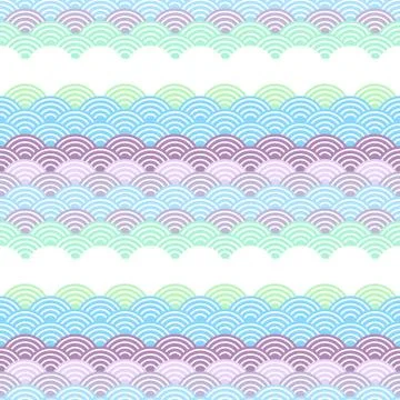 Geo seamless pattern abstract scales simple Nature with japanese wave circle  Stock Illustration