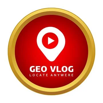 Geo vlog logo with map pin and play button icon Stock Illustration