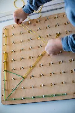 Geoboard for developing mathematical thinking and problem solving skills Foto stock