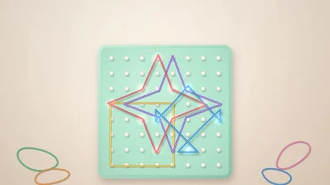 Geoboard Rubber Bands Snapping Between Geometric Shapes Seamless Loop Stock-Footage 347567485