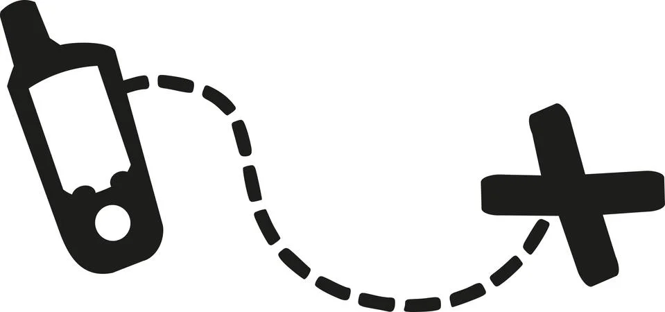 Geocaching gps device with track to a cross Stock Illustration