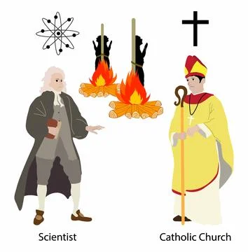 Geocentric model and heliocentric model, science and the Church Stock Illustration