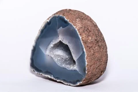 Geode blue colorful color gemstone precious mineral cut apart isolated Stock Photos