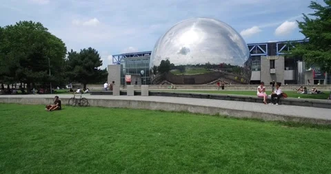 The Geode in the Cite Des Sciences Paris purpose built museum educational centre Stock Footage 200401787