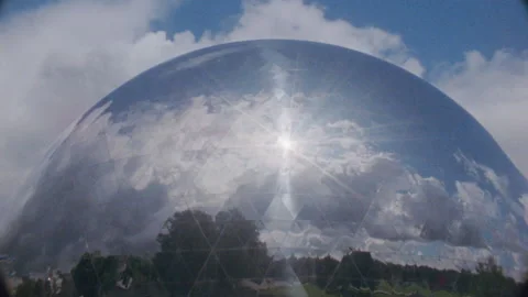 Geode Paris reflecting the sky Stock Footage 228675339
