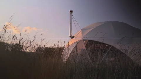 Geodesic dom / eco dome at sunset Stock Footage 113293606