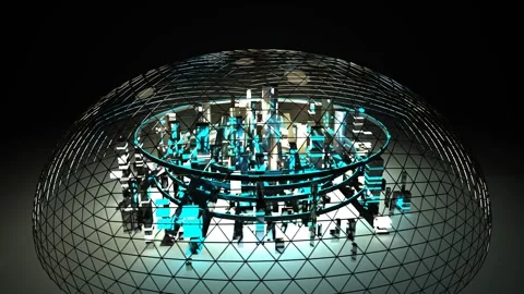 Geodesic Dome Biosphere Futuristic - Sci-Fi Utopian Metropolis Animation Vídeos de archivo 332134121