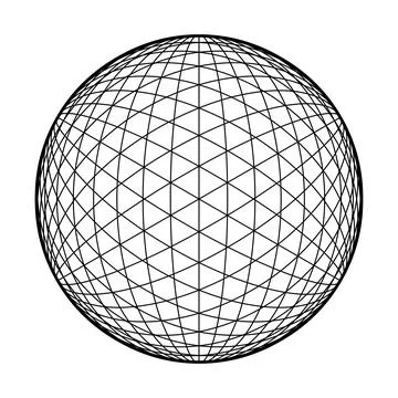 Geodesic dome, hexagon wireframe and grid pattern, wireframe sphere Stockillustratie