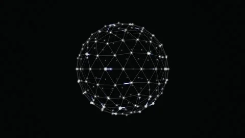 Geodesic plexus sphere rotating seamless loop motion background Stock Footage 344799263