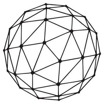Geodesic sphere wireframe made of connected lines and dots representing fut.. Stock Illustration