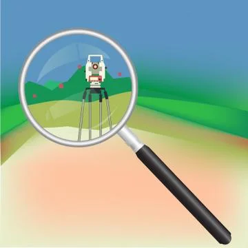 Geodesy and magnifier Stock Illustration