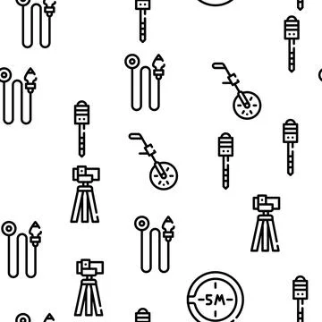 Geodesy Equipment Vector Seamless Pattern 스톡 일러스트
