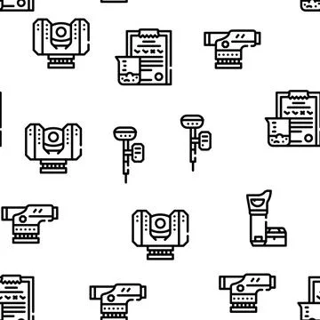 Geodesy Equipment Vector Seamless Pattern Stock Illustration