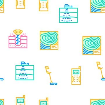 Geodesy Equipment Vector Seamless Pattern Stock Illustration