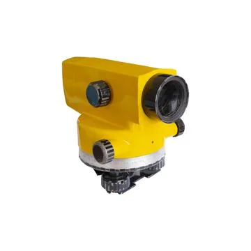 Geodesy level device on a tripod isolated on white background. Stock Photos