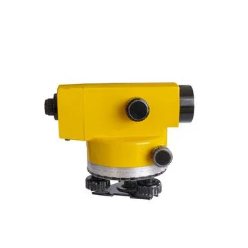 Geodesy level device on a tripod isolated on white background. Stock Photos