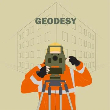 Geodetic Engineer Works Stock Illustration