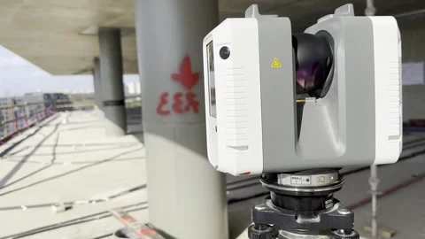 Geodetic Laser Scanner on Construction Site Stock Footage 323164273