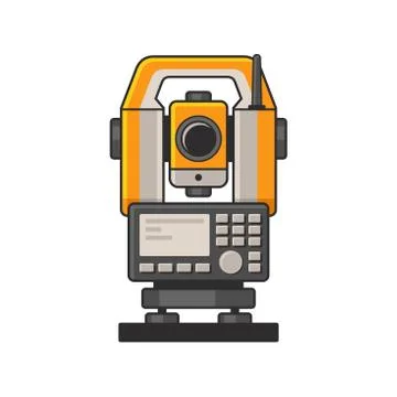 Geodetic Optical Measuring Laser Level Devices. Tachymeter, Theodolite Icon 库存插图