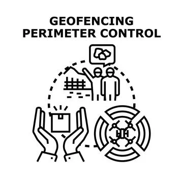 Geofencing perimeter control security technology concept Stock Illustration