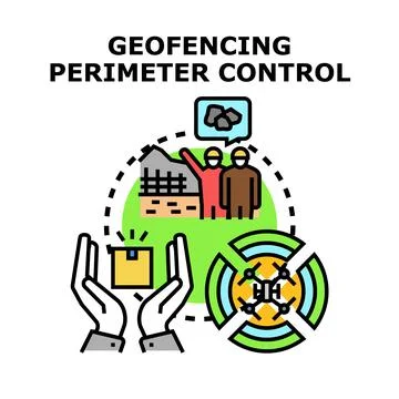 Geofencing perimeter control security technology concept Stock Illustration