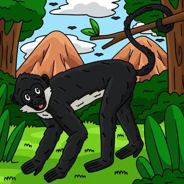 Geoffroy Spider Monkey Animal Colored Cartoon Stock Illustration