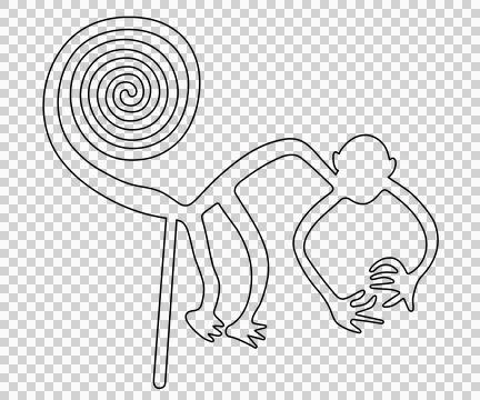 Geoglyph of the Monkey, The Nazca Lines, Nazca Desert, Peru Stock Illustration