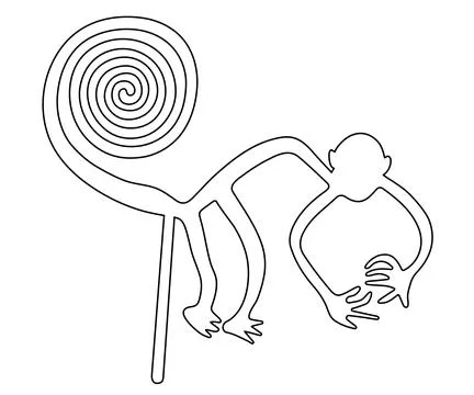Geoglyph of the Monkey, The Nazca Lines, Nazca Desert, Peru Stock Illustration