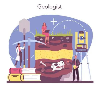 Geographer concept. Studying the lands, features, inhabitants Stock Illustration