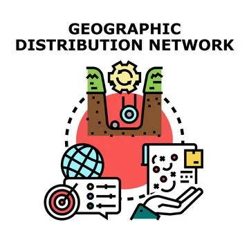 Geographic distribution network connecting logistics and planning Stock Illustration