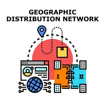 Geographic distribution network optimizing global supply chain logistics Illustrazione stock