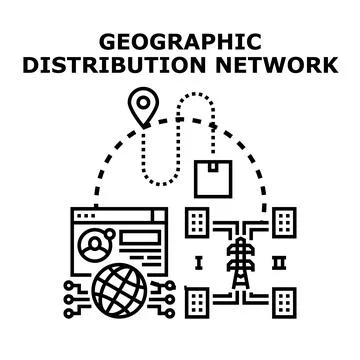 Geographic distribution network optimizing global supply chain logistics Stock Illustration