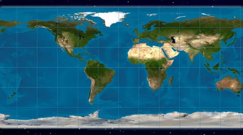 Geographic (equirectangular) world map p... | Stock Video | Pond5